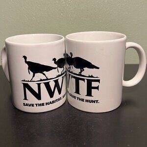 2 National Wild Turkey Federation NWTF Logo & Slogan Mug ~ SAVE THE HABITAT